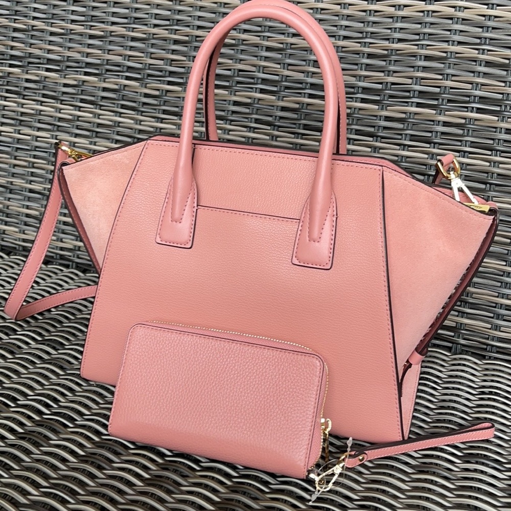Michael Kors Avril Top Zip Satchel Shoulder Bag & Flat MF Phone Case Wallet - Picture 6 of 16
